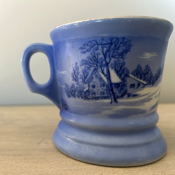 Currier & Ives The Old Homestead in Winter Coffee Mug Blue/White/Gold - Picture 12 of 12